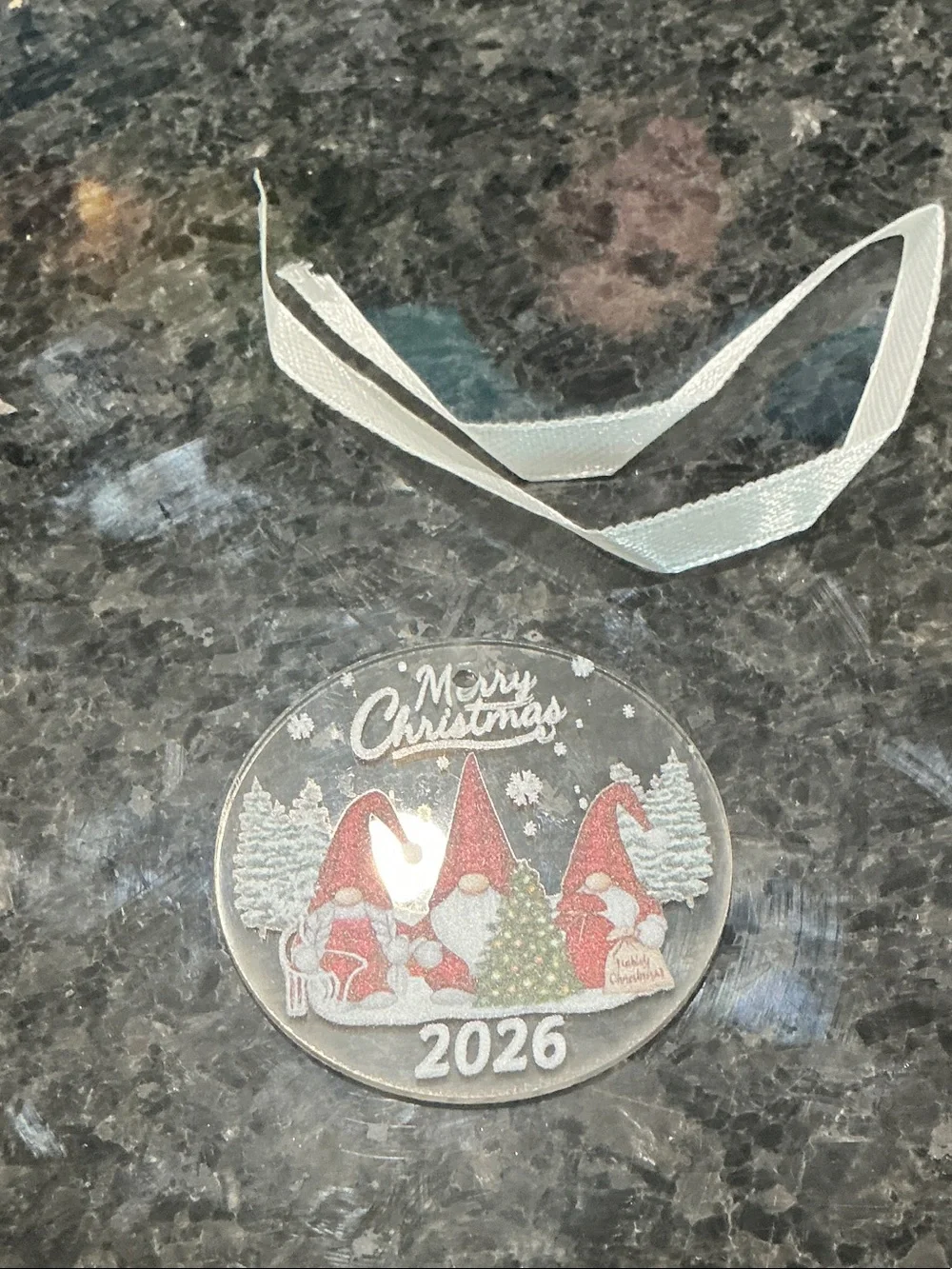 2026 Merry Christmas Gnome Ornament - White and Red Holiday Decoration